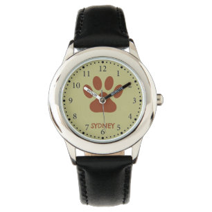 Brown dog paw custom name watch
