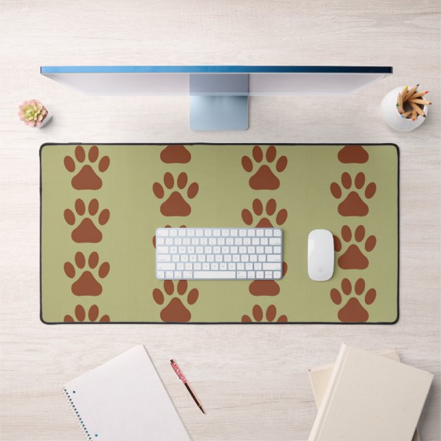 Brown dog paw pattern desk mat (Office 1)