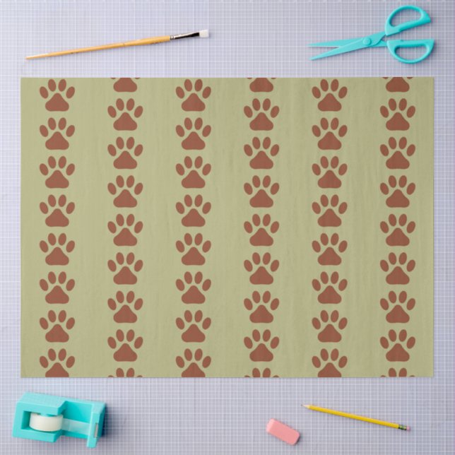 Brown dog paw pattern tissue paper (Craft)