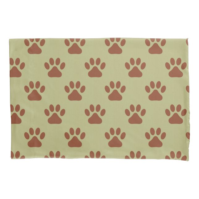 Brown dog paw prints pattern pillowcase (Front)