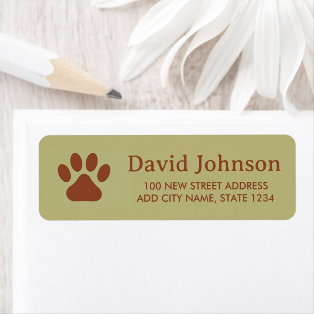 Brown dog paw return address label (Insitu)