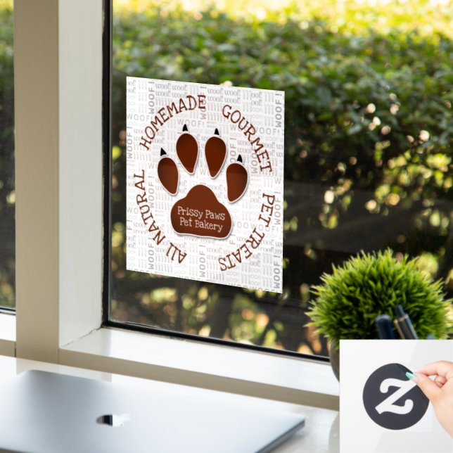 Brown Dog Paw with Pet Business Name Woof Art (Office)