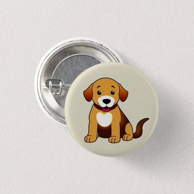 Brown Dog, sitting -  3 Cm Round Badge (Front & Back)