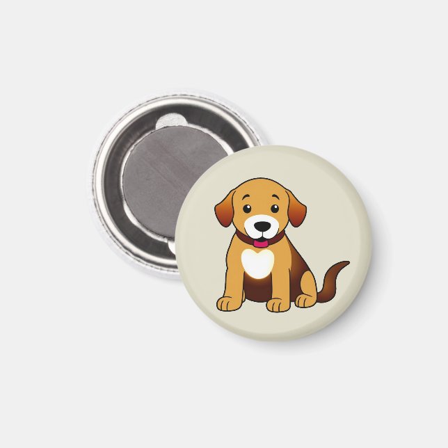 Brown Dog, sitting -  Magnet (Front/Back)