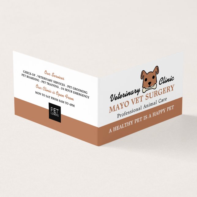 Brown Dog, Veterinarian, Veterinary Detailed Business Card (Outside)