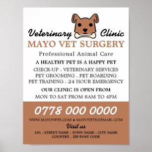 Brown Dog, Veterinarian, Veterinary Service Poster