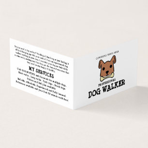 Brown Dog with Bone, Dog Walker Detailed Business Card