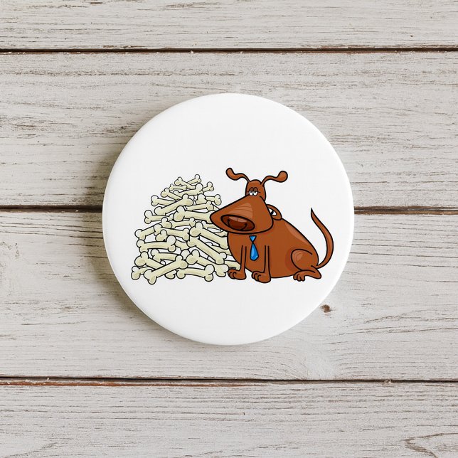 Brown Dog with Pile of Bones Cute Pet 7.5 Cm Round Badge (Creator Uploaded)