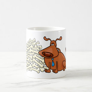 Brown Dog with Pile of Bones Cute Pet Coffee Mug
