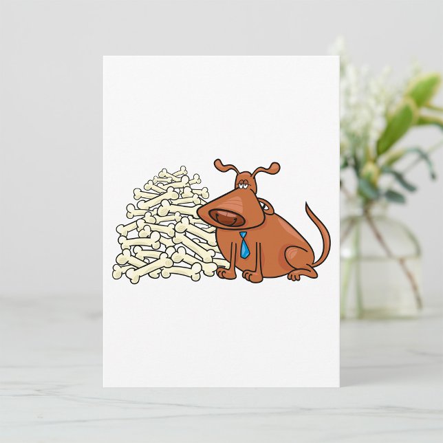 Brown Dog with Pile of Bones Cute Pet Invitation (Creator Uploaded)