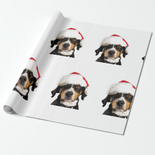 BROWN DOG WITH Santa  HAT CHRISTMAS GIFT WRAP