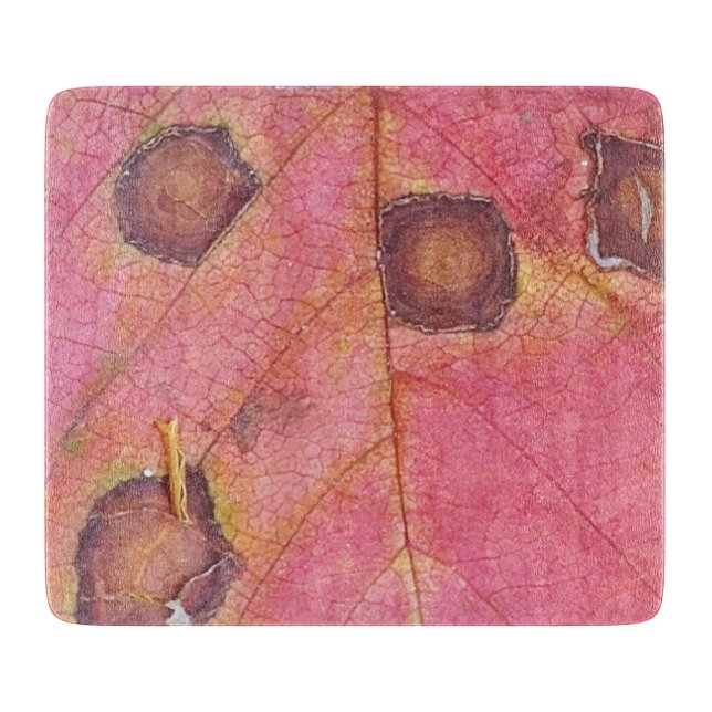 Brown Dotted Red Fall Leaf  Cutting Board (Front)