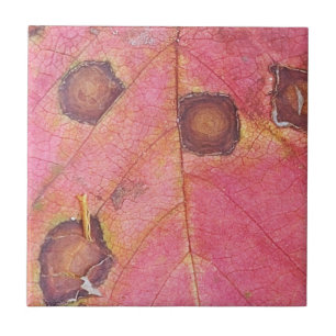 Brown Dotted Red Fall Leaf Throw Pillow Ceramic Tile