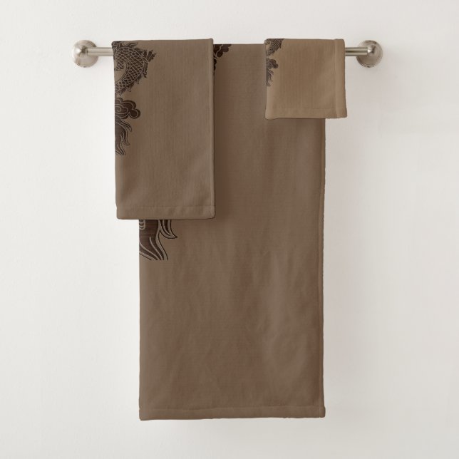 Brown Dragon Bath Towel Set (Insitu)