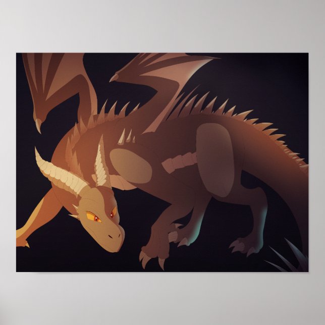 Brown Dragon Fantasy Art Poster (Front)