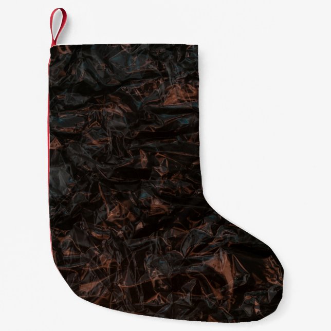 Brown dried leaves on ground small christmas stocking (Front)