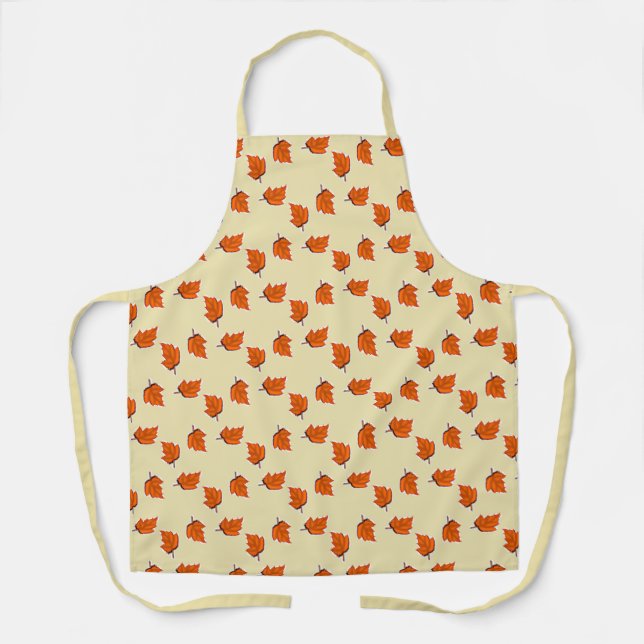 Brown dry leaves pattern apron (Front)