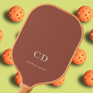 Brown dusty earth monogram initials name pickleball paddle