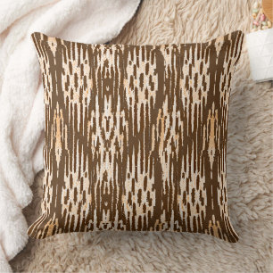 Brown earth ikat pattern cushion