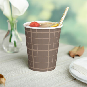 Brown Earth Tone Windowpane Check Paper Cups