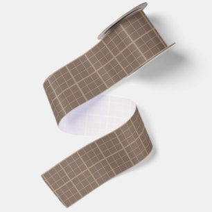 Brown Earth Tone Windowpane Check Satin Ribbon