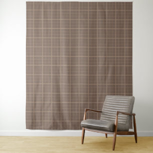 Brown Earth Tone Windowpane Check Tapestry