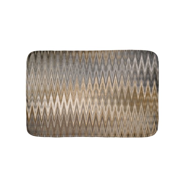 Brown Earth Toned Wavy Pattern Bath Mat (Front)
