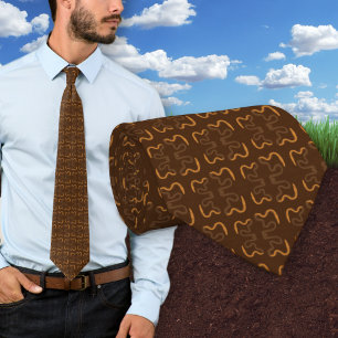 Brown Earthworms Pattern Tie