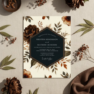 Brown Earthy Bloom Wedding Invitation
