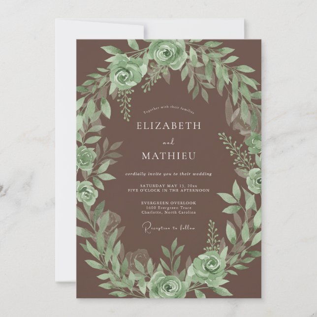 Brown Earthy Botanical Wedding Invitation (Front)