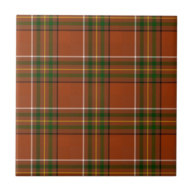 Brown Earthy Plaid Tartan  Ceramic Tile (Front)