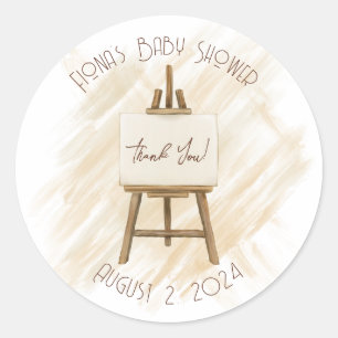 Brown Easel Baby, Bridal Shower Thank You Classic Classic Round Sticker
