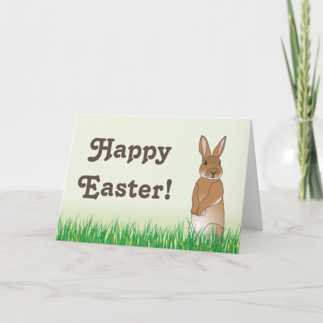 Brown Easter Bunny Greeting Card (Front)