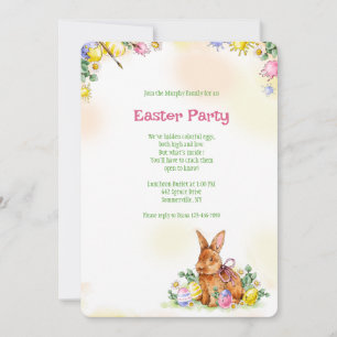 Brown Easter Bunny Party Invitation