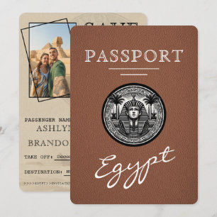 Brown Egypt Passport Wedding Save the Date