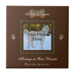 Brown Elegant Dog or Cat Memorial Ceramic Tile