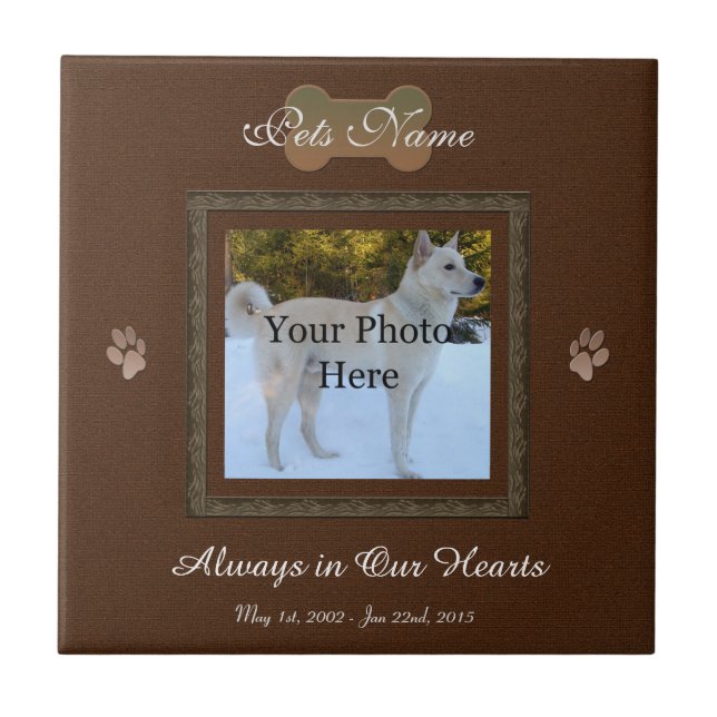 Brown Elegant Dog or Cat Memorial Ceramic Tile (Front)