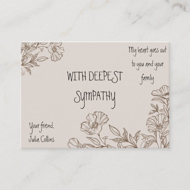 Brown Elegant Floral Sympathy Card (Front)
