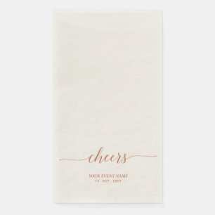 Brown Elegant Script Lettering Cheers Fall Event Napkin