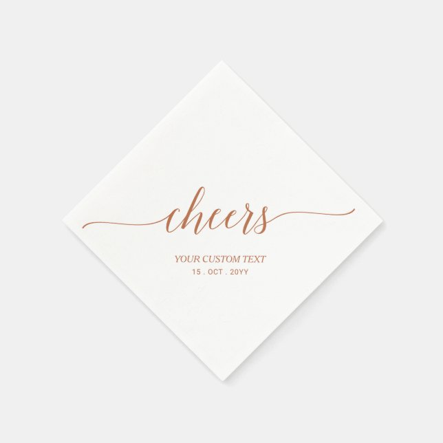 Brown Elegant Stylish Lettering Cheers Event Napkin (Corner)