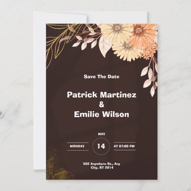 Brown Elegant Wedding Invitation  (Front)