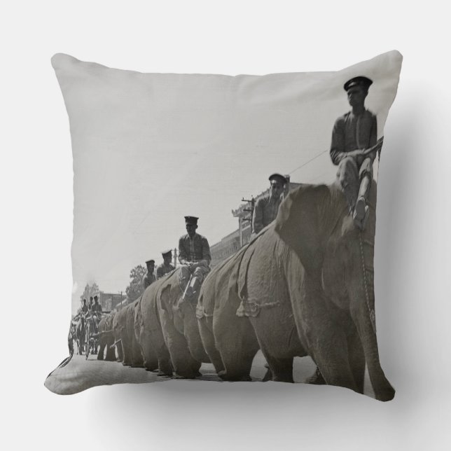 Brown Elephant Circus Parade March Square Cushion (Front)