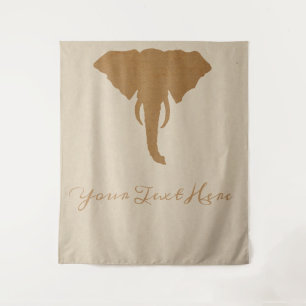 Brown Elephant Head Rustic Safari Chic Jungle Tapestry