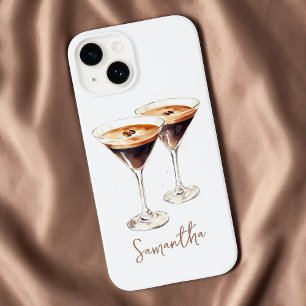 Brown Espresso Martini Coffee Cocktail Custom Name iPhone 14 Case