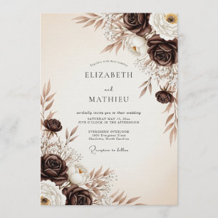 Brown Ethereal Flourish Wedding Invitation