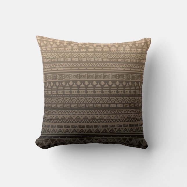Brown ethnic ornament cushion (Front)