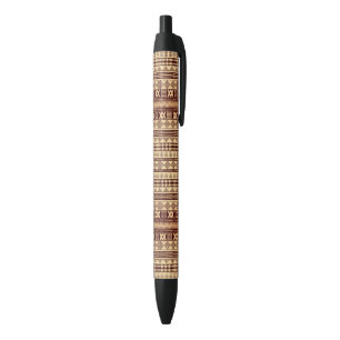 Brown ethnic texture black ink pen
