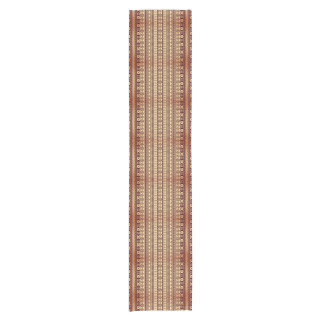 Brown ethnic texture short table runner (Front)