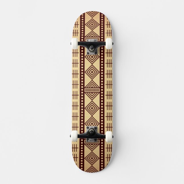 Brown ethnic texture skateboard (Front)