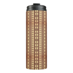 Brown ethnic texture thermal tumbler